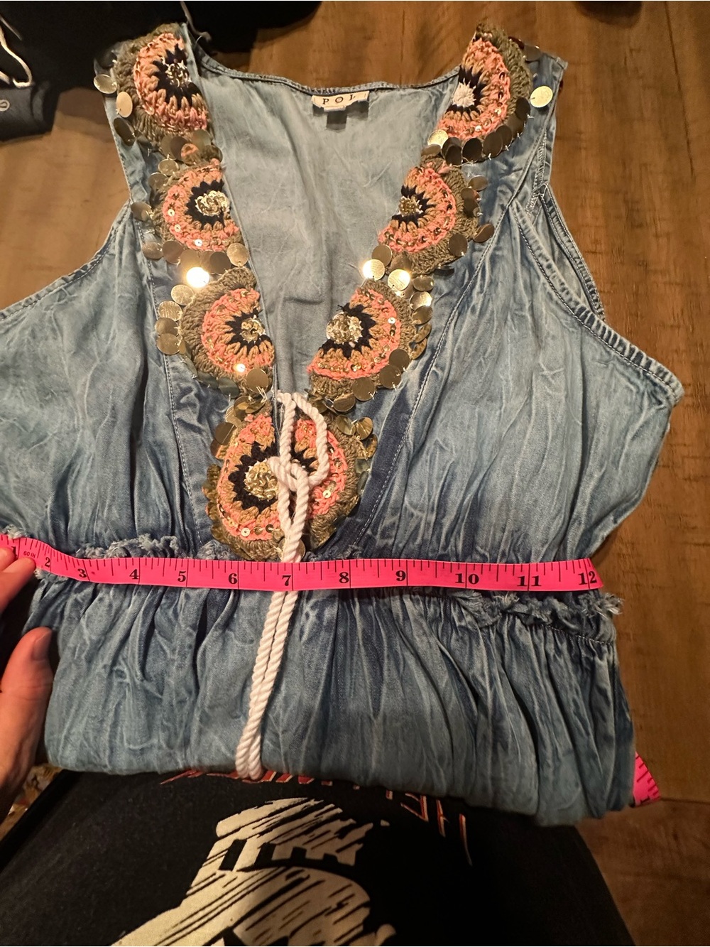 Blue Embroidered Tassel Maxi Dress - Picture 7 of 9